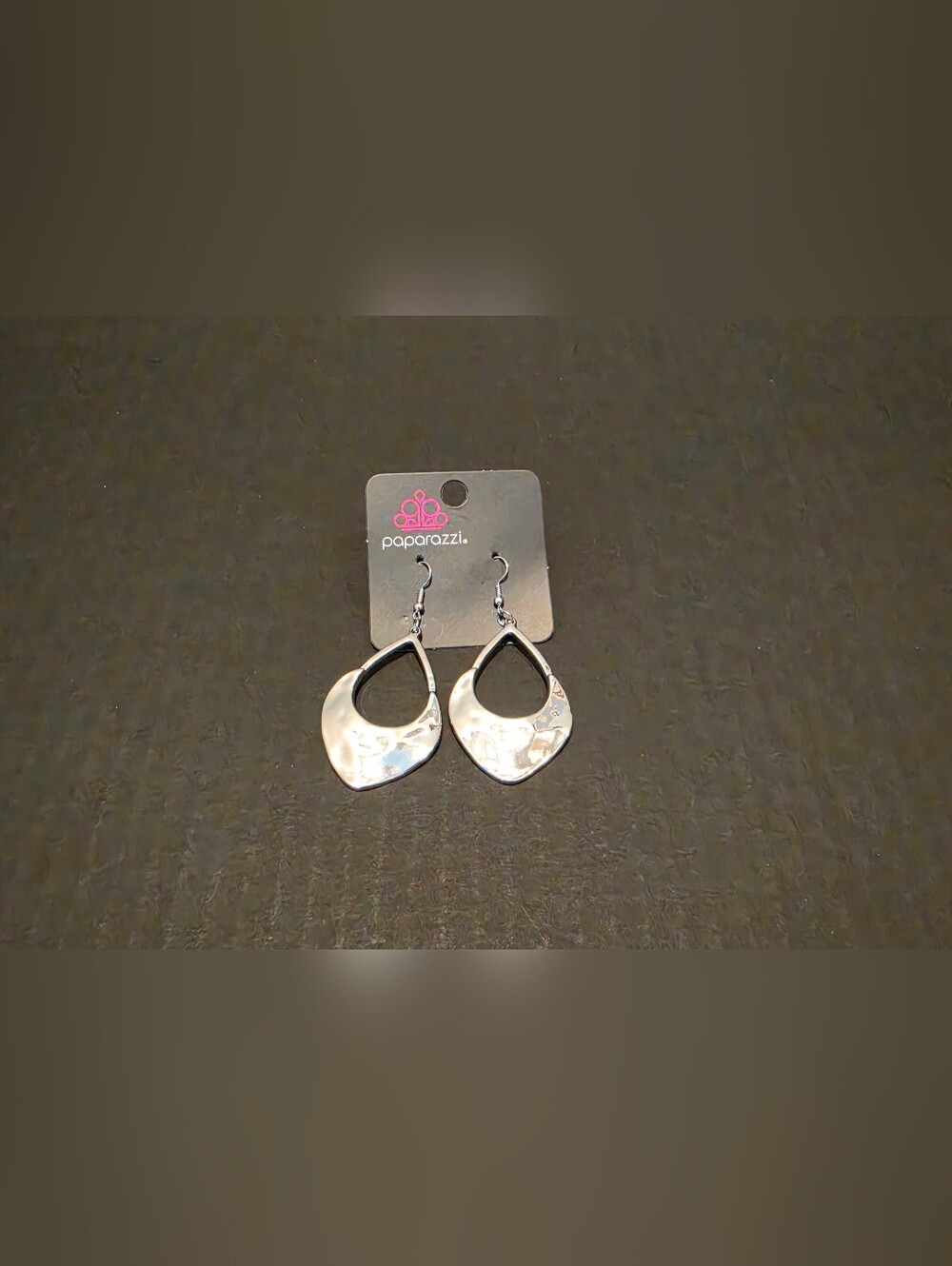 Paparazzi Silvertone Hammered Open Drop Dangle Earrings
